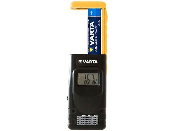 Varta LCD Battery Tester, 9v, AA, AAA, C, D, Alkalinsk, Lithium-Ion (Li-Ion), Nikkelmetallhydrid (NiMH), Blå, Gult