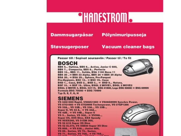 Pölynimuripussit BOSCH BBS6,7,8 SIEM VS32,42