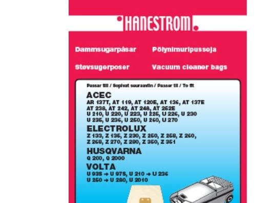Pölynimuripussit VOLTA U 250-U 280