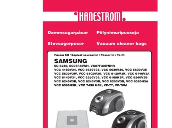 Støvsugerposer SAMSUNG VCC 6240