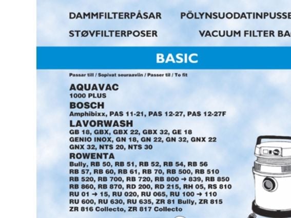 Pölynimuripussit Rowenta ZR81 5p