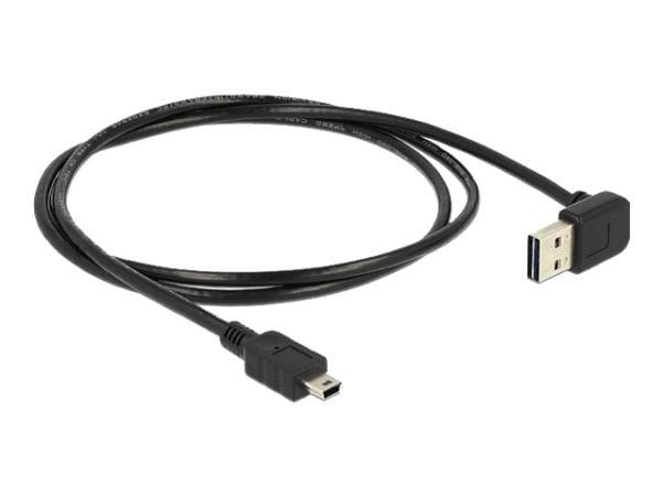 Delock EASY-USB - USB-kabel - mini-USB type B (hann) til USB (hann) - USB 2.0 - 1 m - 90° kontakt - svart
