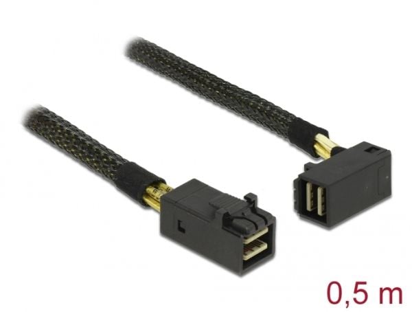 Delock - SAS intern kabel - SAS 12Gbit/s - 4 x Mini SAS HD (SFF-8643) (hann) rett til 4 x Mini SAS HD (SFF-8643) (hann) vinklet - 50 cm