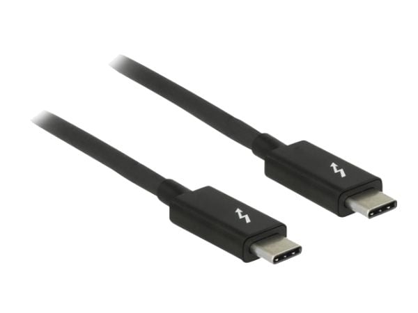 Delock - Thunderbolt-kabel - USB-C (hann) til USB-C (hann) - USB 3.1 Gen 1 / Thunderbolt 3 / DisplayPort 1.2a - 20 V - 5 A - 1.5 m - 4K-støtte - svart