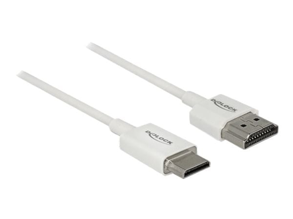 Delock High Speed HDMI with Ethernet - HDMI-kabel med Ethernet - HDMI hann til 19 pin mini HDMI Type C hann - 50 cm - trippel beskyttelse - hvit - ...