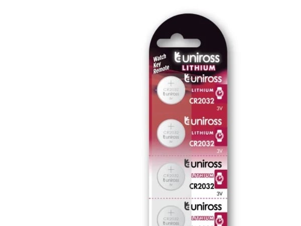 Uniross U5CR2032, Engangsbatteri, CR2032, Lithium, 3 V, 5 stykker, Sølv