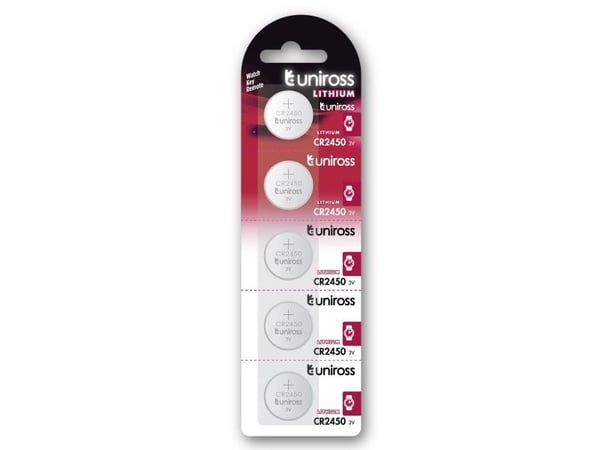 Uniross U5CR2450, Engångsbatteri, CR2450, Litium, 3 V, 5 styck, Silver