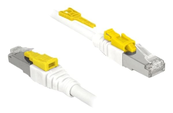 DeLOCK Secure - Koppeledning - RJ-45 (hann) til RJ-45 (hann) - 1 m - STP - CAT 6a - halogenfri - hvit
