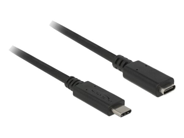 Delock - USB-forlengelseskabel - USB-C (hann) til USB-C (hunn) - USB 3.1 Gen 1 - 3 A - 50 cm - svart