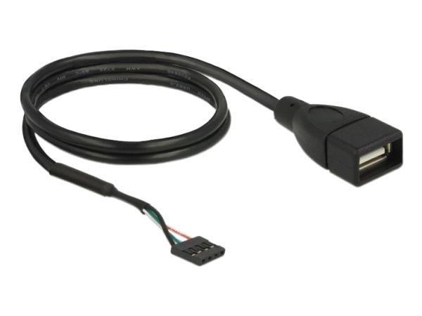 Delock - USB-kabel - 4-pins USB 2.0-header (hunn) til USB (hunn) - USB 2.0 - 15 cm - svart