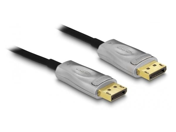 Delock - DisplayPort-kabel - DisplayPort (hann) til DisplayPort (hann) - DisplayPort 1.4 - 20 m - aktiv, støtte for 8K UHD (7680 x 4320), gullglimt...