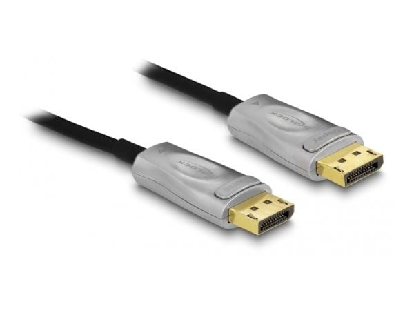 Delock - DisplayPort-kabel - DisplayPort (hann) til DisplayPort (hann) - DisplayPort 1.4 - 25 m - aktiv, støtte for 8K UHD (7680 x 4320), gullglimt...