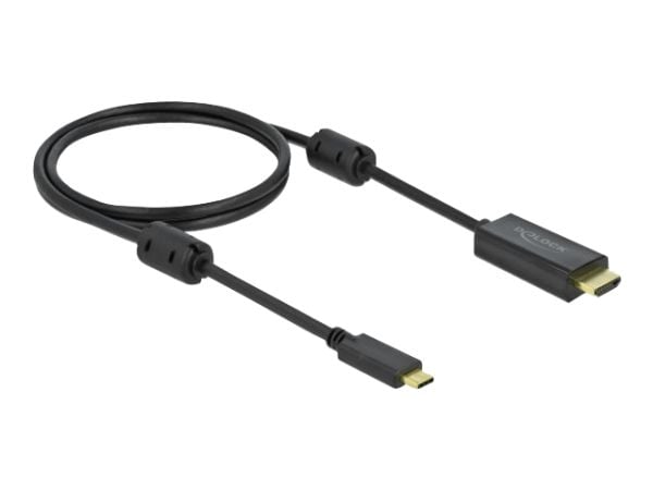 Delock - Video/lydkabel - 24 pin USB-C hann til HDMI hann - 1 m - svart - 4K-støtte, aktiv