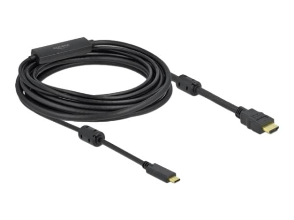 Delock - Video/lydkabel - 24 pin USB-C hann til HDMI hann - 7 m - svart - 4K-støtte, aktiv