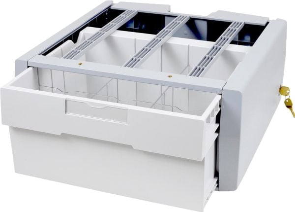 Ergotron StyleView ekstra oppbevaringsskuff, enkel høy - komponenter for montering (skyvbare skuffer) - for trolley - låsbar - grå, hvit