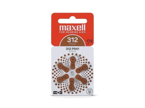 Maxell 790421, Engangsbatteri, PR41, Zink-luft, 1,45 V, 6 stykker, 3,6 mm