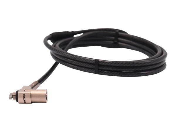 DICOTA Security T-Lock Ultra Slim V2 - Sikkerhetskabellås - svart, sølv - 2 m