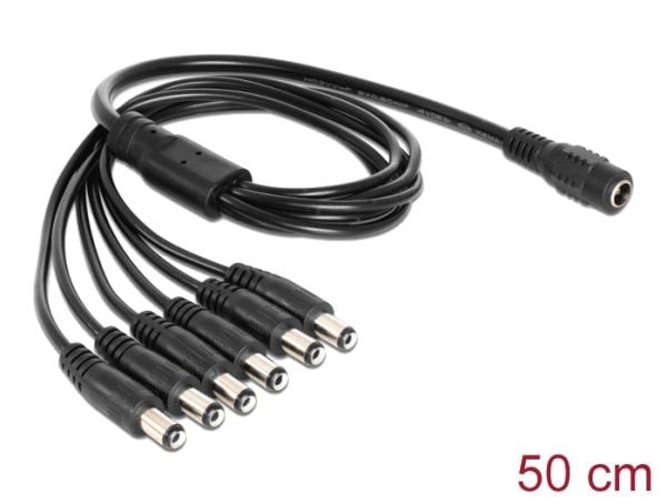 Delock - Strøm-splitter - DC jackstik 5,5 x 2,1 mm (han) til DC jackstik 5,5 x 2,1 mm (hun) - 50 cm