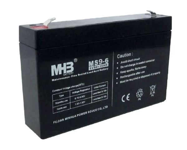 PowerWalker MHB MS9-6, Forseglet blysyre (VRLA), 6 V, 1 stykker, Sort, 9 Ah, 5 år