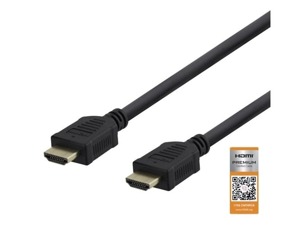 Deltaco Premium-sertifioitu nopea HDMI-kaapeli, 0,5 m, musta, 0,5 m, HDMI-tyyppi A (vakio), HDMI-tyyppi A (vakio), 3840 x 2160 pikseliä, 18 Gbit/s,...