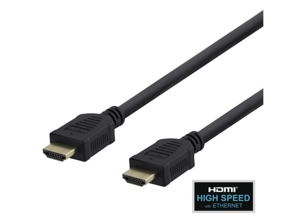 Deltaco Nopea HDMI-kaapeli Ethernetillä, 5 m, musta, 5 m, HDMI-tyyppi A (vakio), HDMI-tyyppi A (vakio), 3840 x 2160 pikseliä, 10,2 Gbit/s, Musta