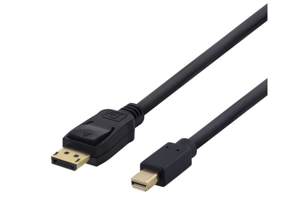 Deltaco Mini DisplayPort / DisplayPort -kaapeli, DP 1.2, HBR, 1 m, musta, 1 m, DisplayPort, Mini DisplayPort, Uros, Uros, 3840 x 2160 pikseliä
