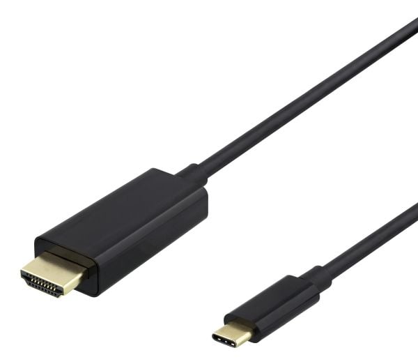 DELTACO - Adapterkabel - USB-C hane till HDMI hane - 2 m - svart - 4K60 Hz (4096 x 2160) stöd