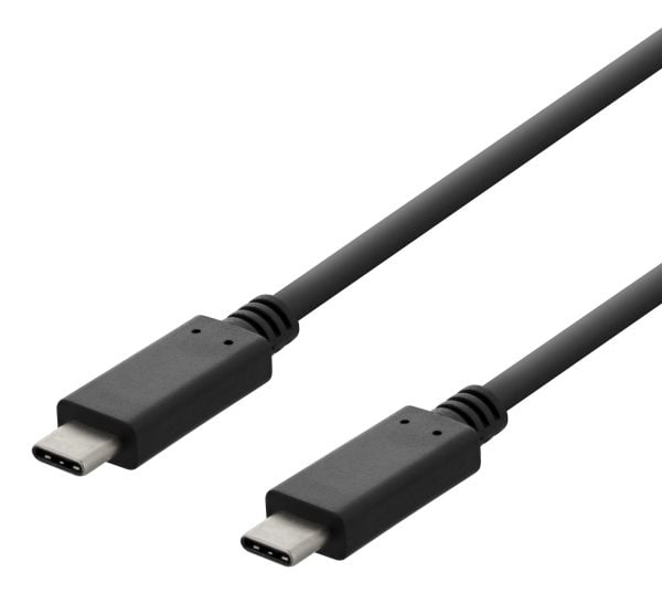 DELTACO USBC-2001 - USB-kabel - USB-C (hann) til USB-C (hann) - USB 2.0 - 3 A - 1 m - svart