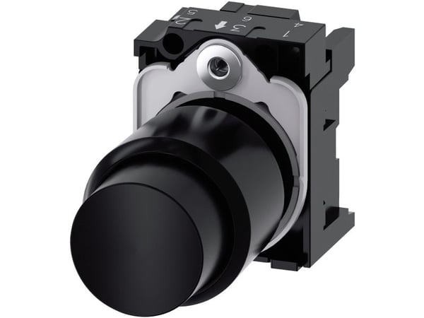Siemens 3SU12000FB100AA0 3SU1200-0FB10-0AA0 Painike, jossa on pidennetty napa, eturengas muovia, säätönuppi Musta 1 kpl