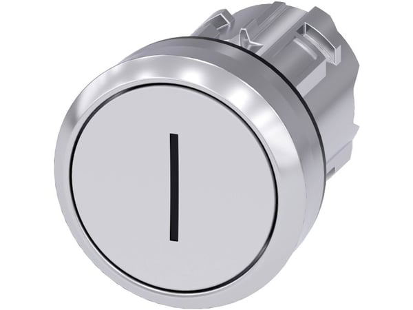Siemens 3SU10500AB600AC0 3SU1050-0AB60-0AC0 Painike Eturengas metallia, kiiltävä, pyöreä Painike hopea, valkoinen 1 kpl