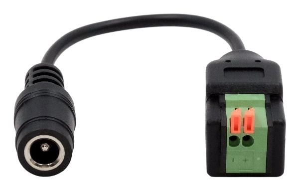 EXSYS GmbH Kabeladapter DC-uttag 5,5x2,1 mm till 2-polig kopplingsplint med tryckknapp, 15 cm (EX-49141)
