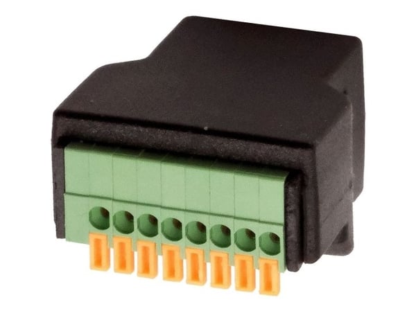 EXSYS EX-49112, RJ-45, 8-pin terminal block, Svart