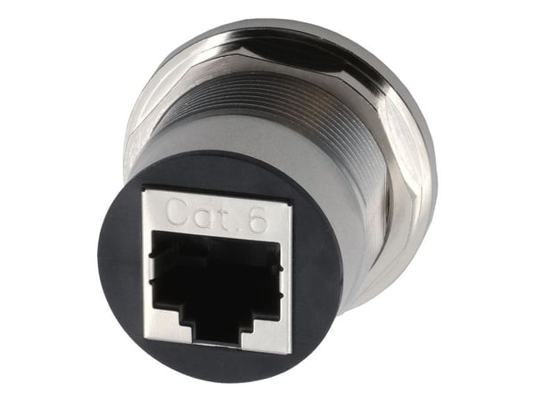 Adapter för inbyggnad RJ45 hona->hona, hona (ext)->hona (int)