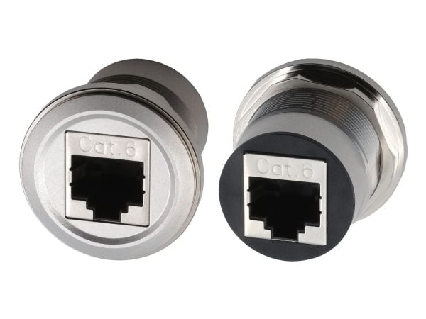 Adapter för inbyggnad RJ45 hona->hona, hona (ext)->hona (int)