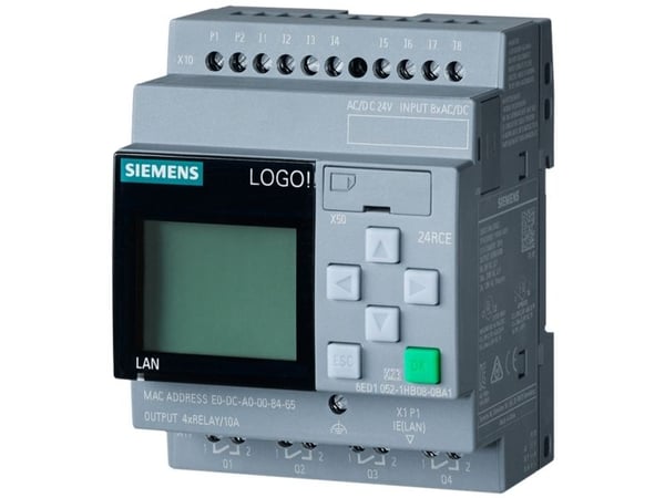 LOGO! 24RCE, logiikkamoduuli, näytön syöttöjännite / I/O: 24 V AC/24 V DC/relay, 8 DI/4 DO, muisti