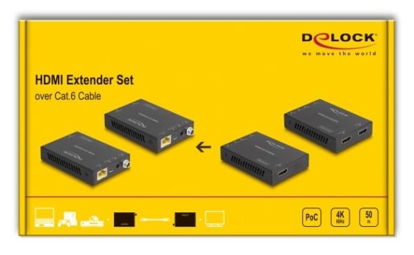 Delock HDMI Extender Setüber Cat.6 Kabel 4K 60 Hz 50 m (65955)