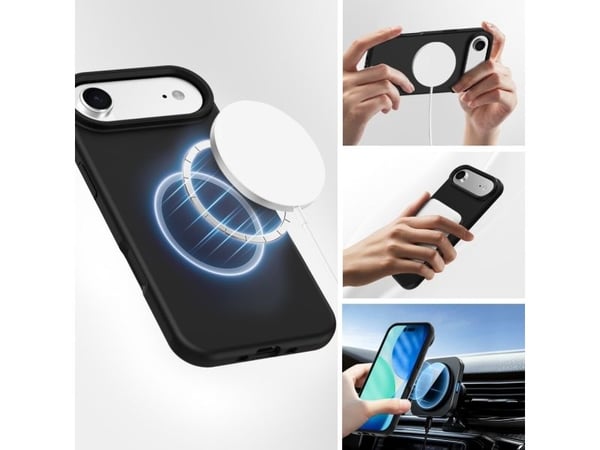 4smarts Cupertino - Baksidedeksel for mobiltelefon - MagSafe-samsvar - silikon - svart - for Apple iPhone Air