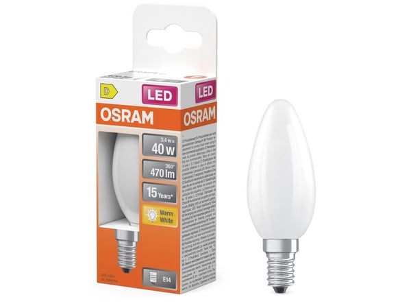Osram 4099854467646, 3,4 W, 40 W, E14, 470 lm, 15000 timer, Varm hvit