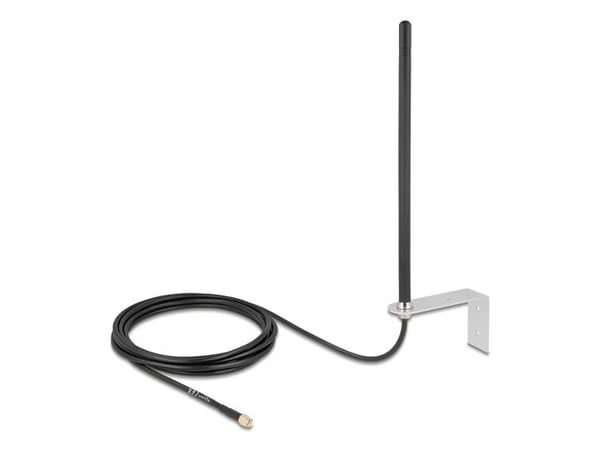 Delock - Antenne - 5G, LTE, SMA-plugg, festet med tilkoblingskabel RG-174, 3 m - Smart Home - 3 - 5 dBi - rundtstrålende - utendørs, kan monteres p...