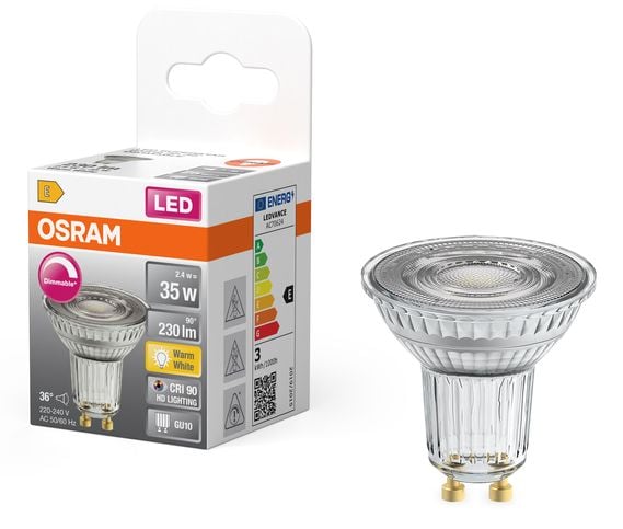 Osram 4099854457036, 2,4 W, 35 W, GU10, 230 lm, 15000 timer, Varm hvit