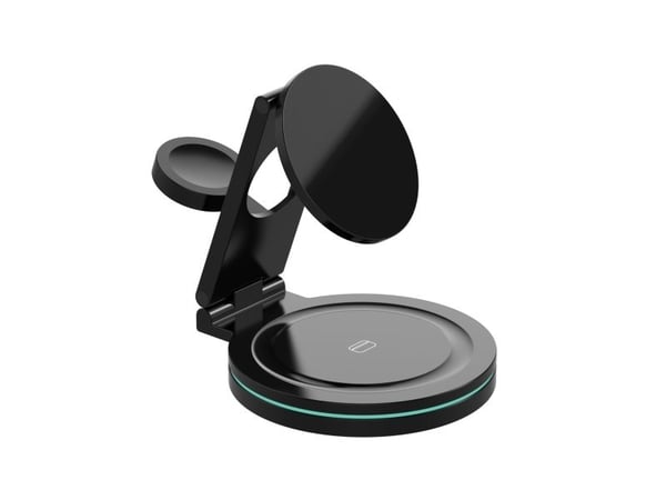 Sinox PRO 3-i-1 trådløs ladeholder 15 W, svart