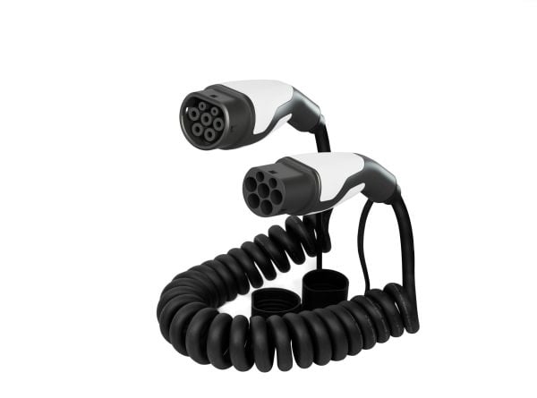 Sinox EV spiral ladekabel Mode 3 32A 3-fase 5m sort