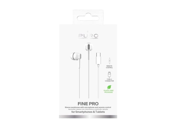 PURO PUIPHF33USBCWHI, Koblet med ledninger (ikke trådløs), Samtaler/musikk, 20 g, Hodesett, Hvit