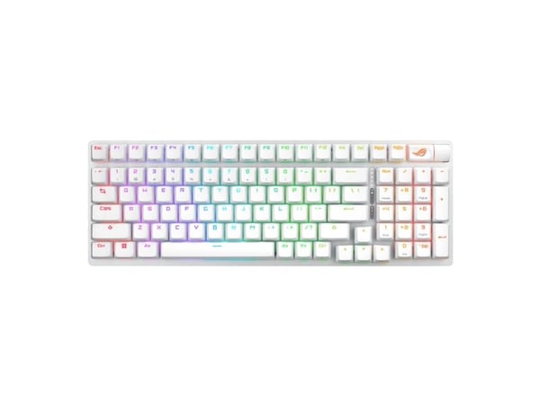 ASUS ROG Strix Scope II 96 - Tastatur - 60% - compact - backlit - trådløs - Bluetooth 5.1, USB, 2.4 GHz - tastsvitsj: ROG NX Snow - månelyshvit