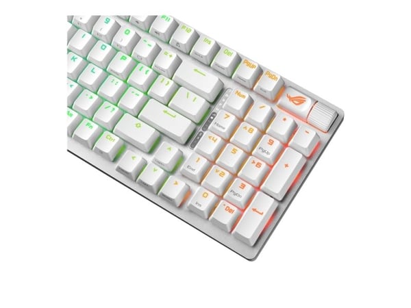 ASUS ROG Strix Scope II 96 - Tastatur - 60% - compact - backlit - trådløs - Bluetooth 5.1, USB, 2.4 GHz - tastsvitsj: ROG NX Snow - månelyshvit