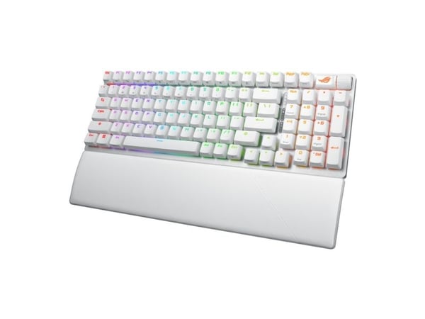 ASUS ROG Strix Scope II 96 - Tastatur - 60% - compact - backlit - trådløs - Bluetooth 5.1, USB, 2.4 GHz - tastsvitsj: ROG NX Snow - månelyshvit