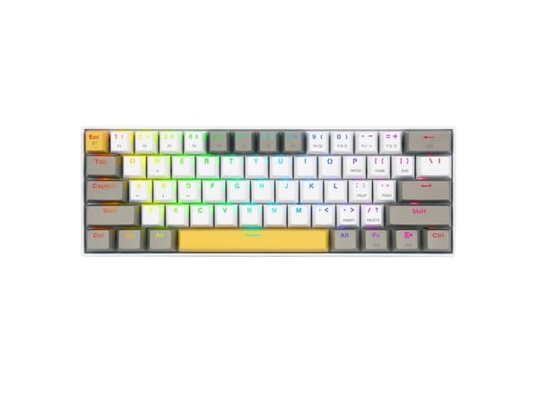 REDRAGON K530-YL&WT&GY-RGB-PRO Draconic Pro, Ledning & Trådløs, USB + RF Wireless + Bluetooth, Mekanisk nøkkelbryter, Hvit, Grå, Gult