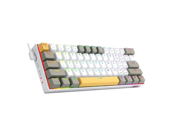 REDRAGON K530-YL&WT&GY-RGB-PRO Draconic Pro, Ledning & Trådløs, USB + RF Wireless + Bluetooth, Mekanisk nøkkelbryter, Hvit, Grå, Gult