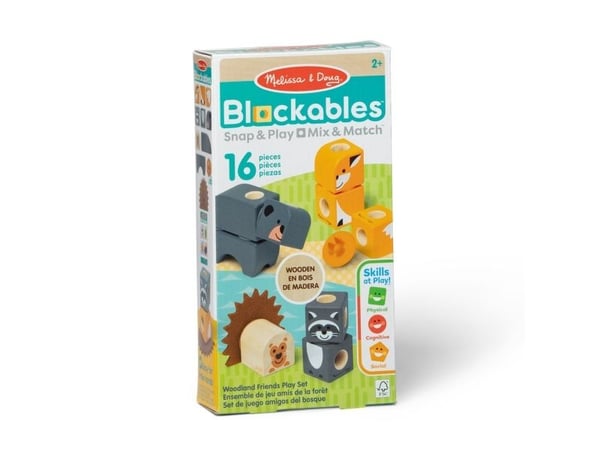 Melissa & Doug MDT BBN Blockables Woodland Crtrs GML, 2 år, 16 stykker, Tre