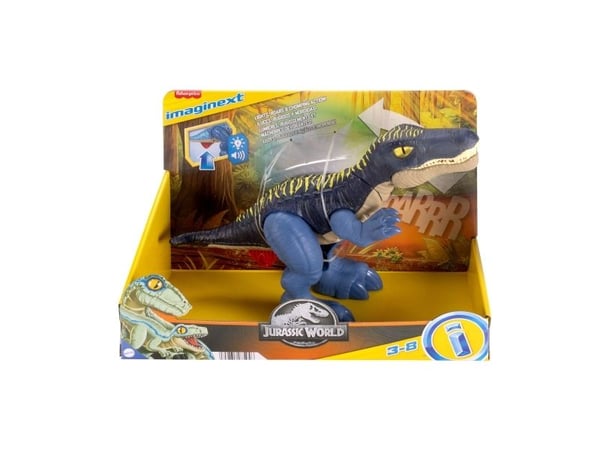 Fisher-Price Imaginext Jurassic World Growl & Glow Baryonyx-dinosaurleketøy med lys, lyder og glefsebevegelse, 3 år, Flerfarget